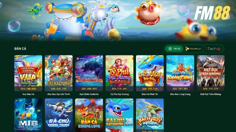 Game thủ muốn trải nghiệm giải trí nhẹ nhàng thì có thể ghé thăm sảnh bắn cá