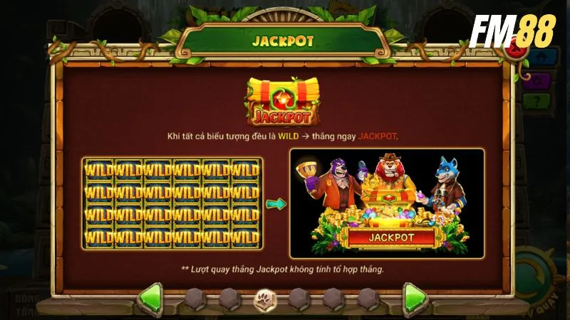 Biểu tượng rương vàng game Cổ vật rừng xanh có thể mở ra vòng quay toàn Wild 